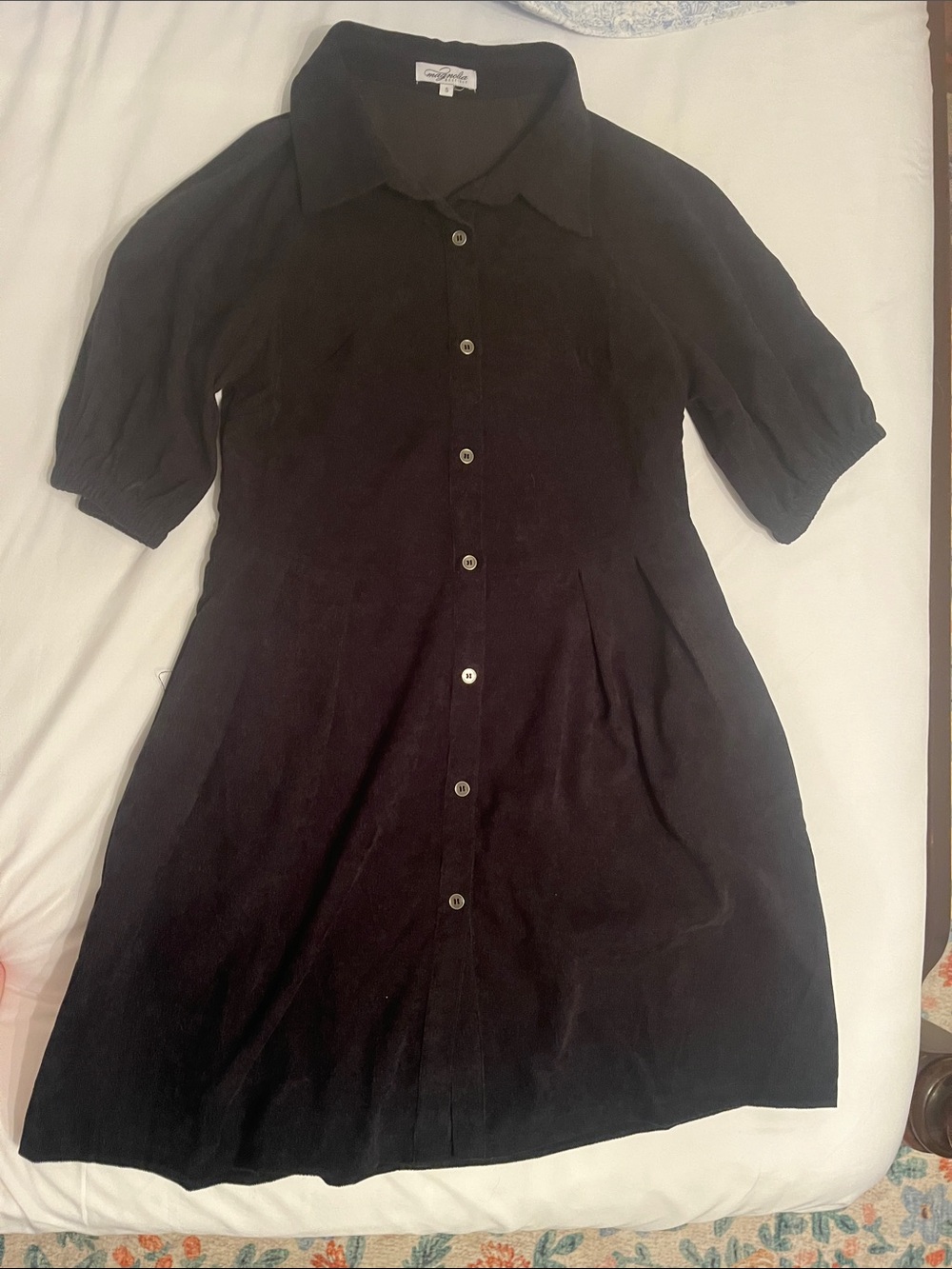 Caslon Black Collared Button-Front Midi Dress